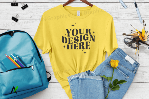 Back to School Bella Canvas Mockup 026 and 3001 T-Shirt Mockup Digital Download