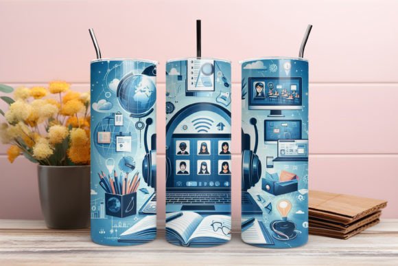Virtual Teacher Back to School Tumbler W & Wrap – A Perfect Digital Design for Your Classroom or Business